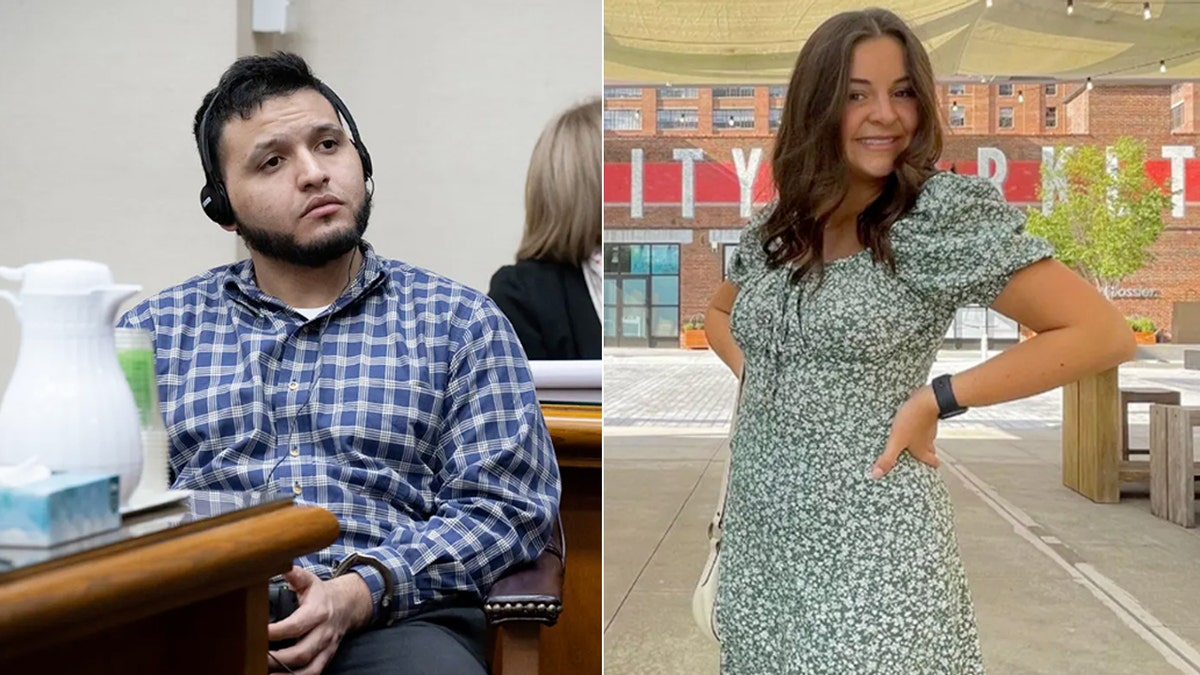 A divided image of Jose Ibarra successful tribunal and Laken Riley
