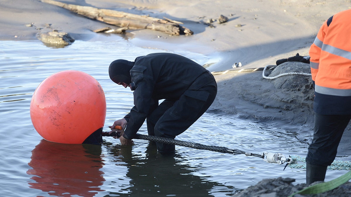 Cable being laid underwater successful  Baltic Sea