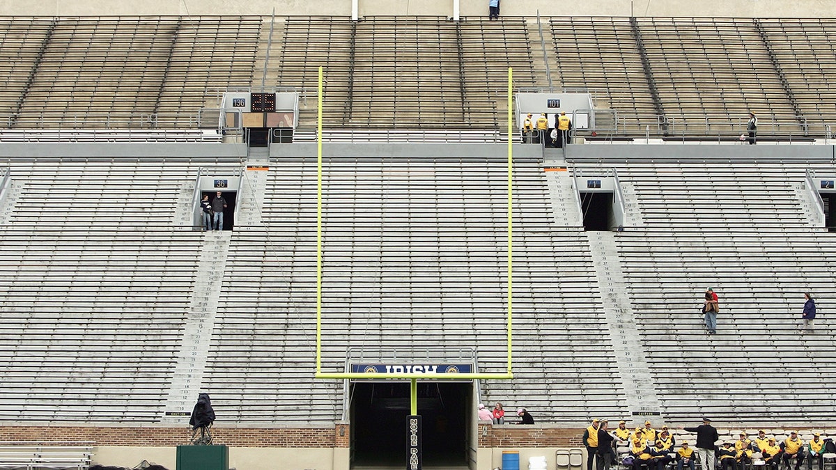 Football goalpost on field