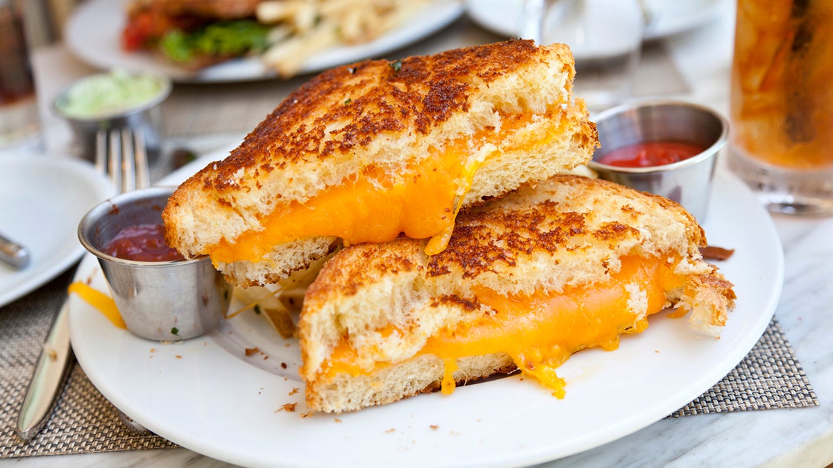 Grilled cheese sandwich at restaurant.