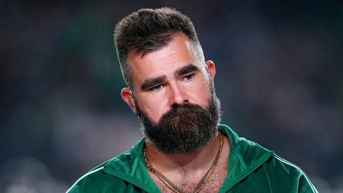 Jason Kelce looks on