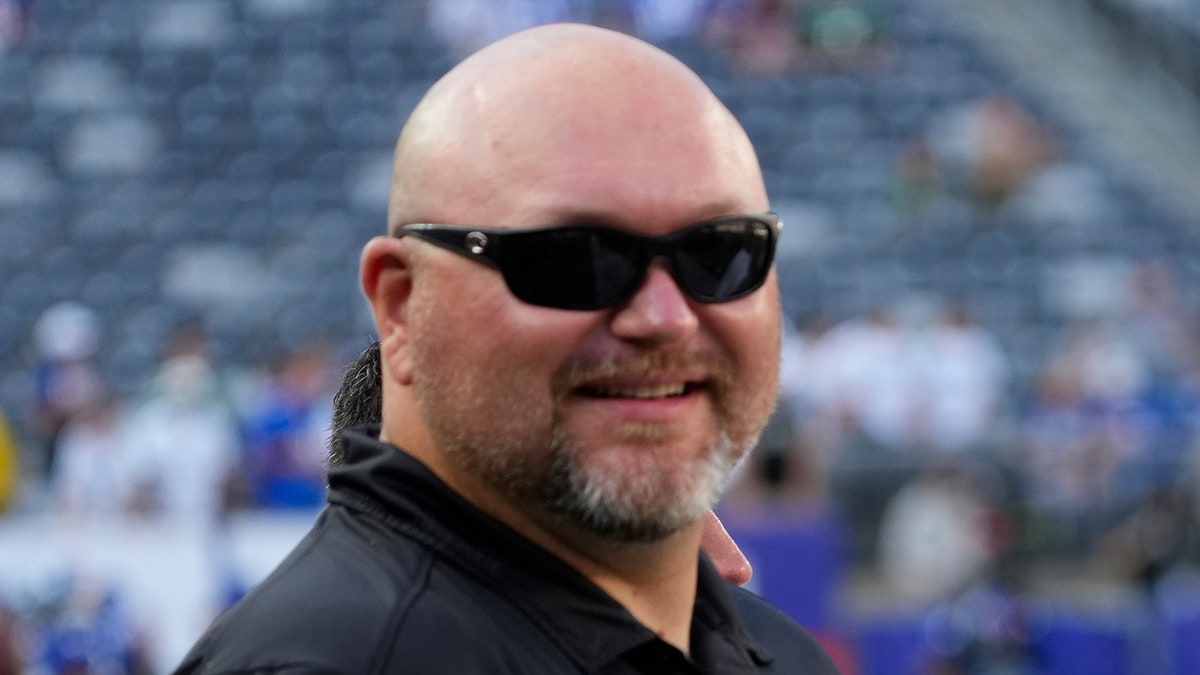 Joe Douglas at Jets-Giants in 2023