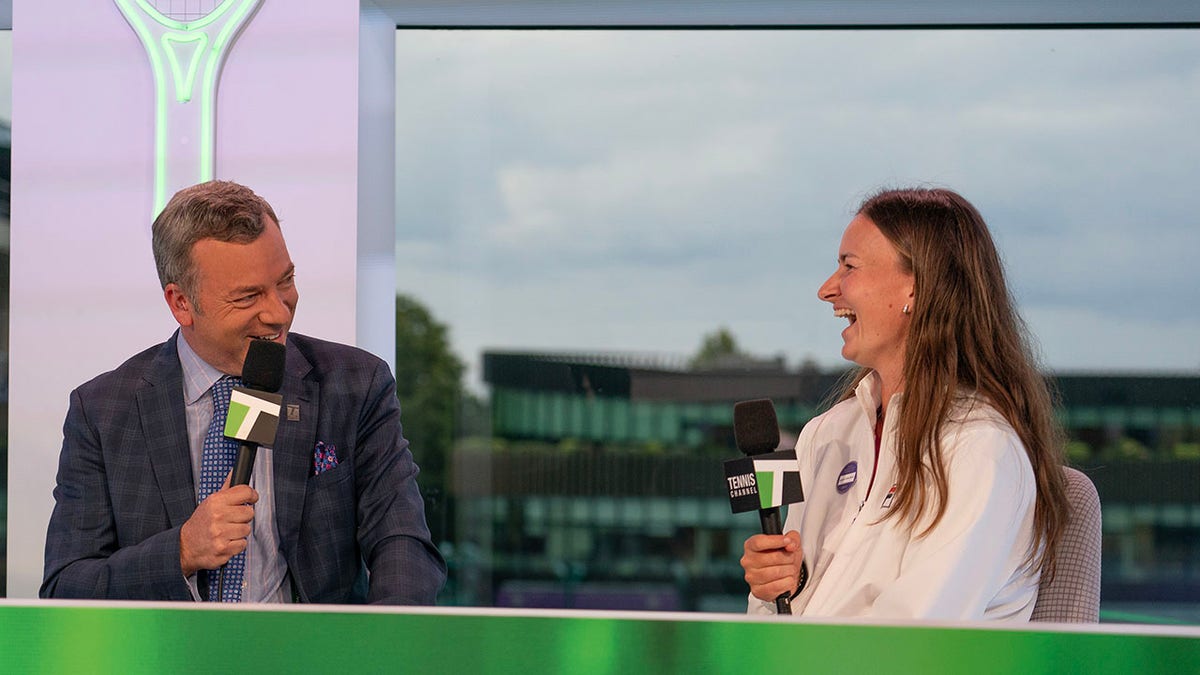 Jon Wertheim and Barbora Krejcikova laugh