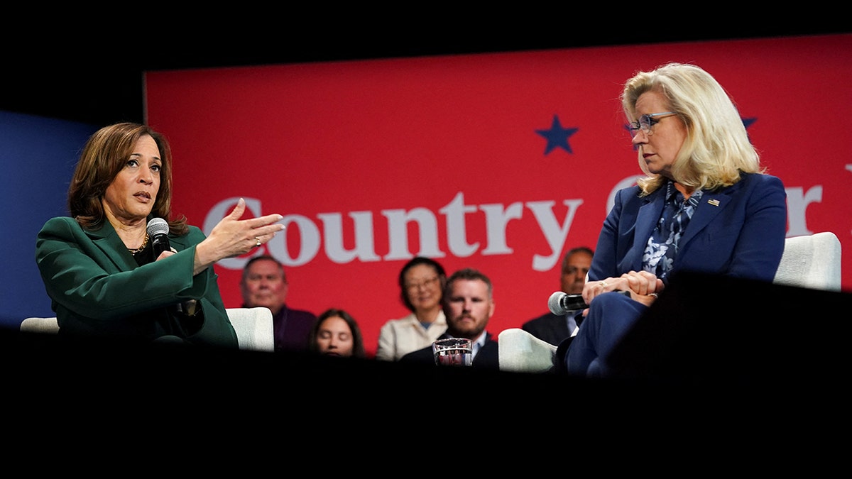 Liz Cheney and Kamala Harris at campaign event