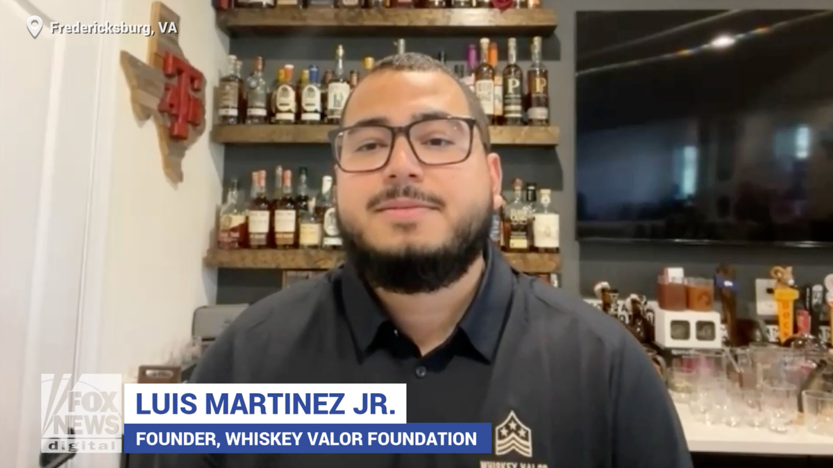 Luis Martinez Jr. speaks to Fox News Digital about the Whiskey Valor Foundation, a nonprofit organization that helps veterans' groups.