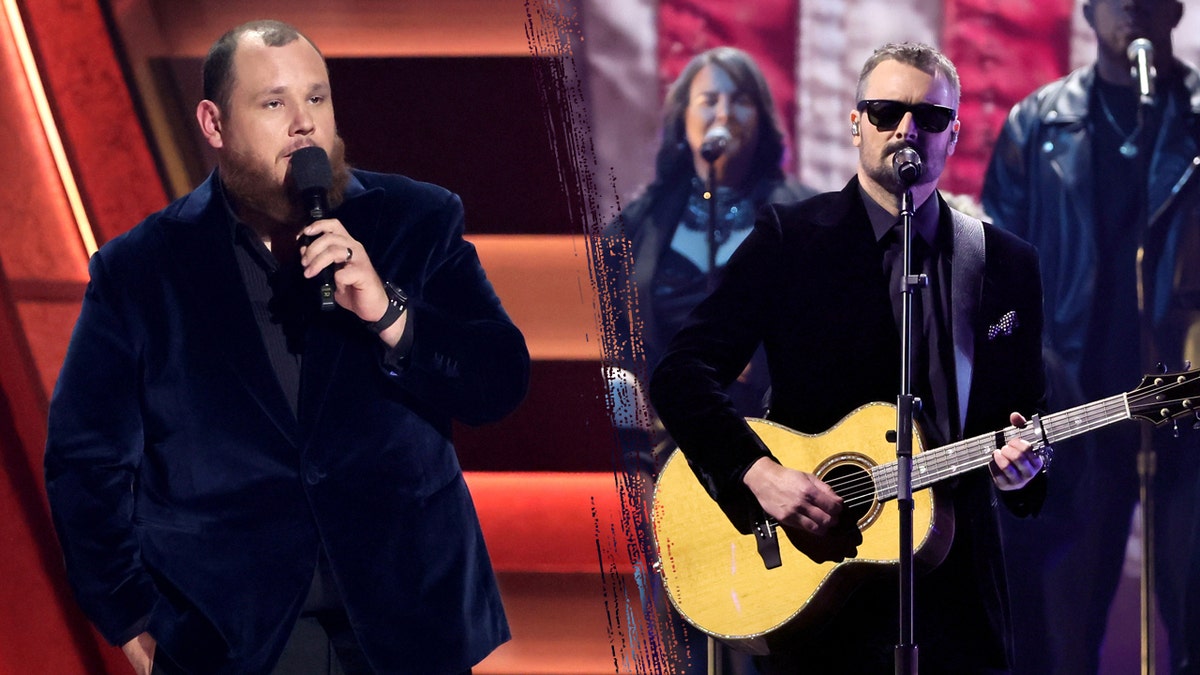 Split photo of Luke Combs and Eric Church at the CMA Awards