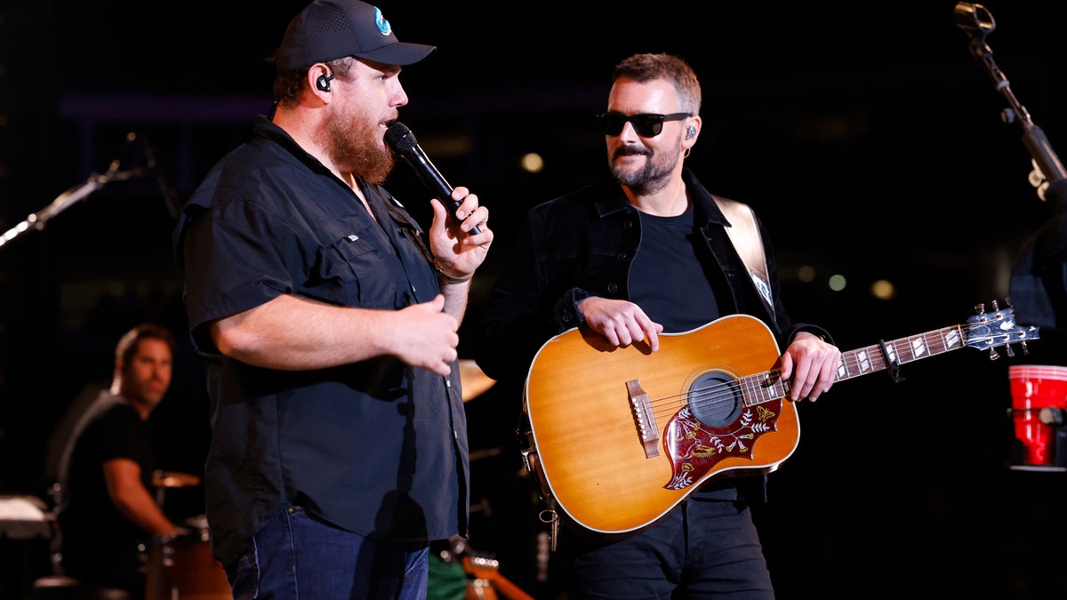 Luke Combs and Eric Church perform at a concert for Hurricane Helene victims