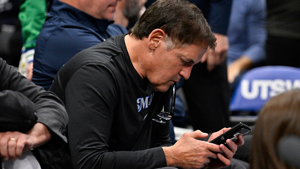 Mark Cuban on his phone