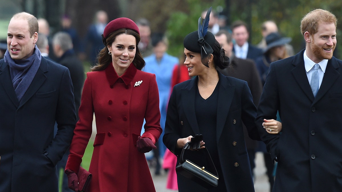 Harry and Meghan with Kate and William at Sandringham in 2018