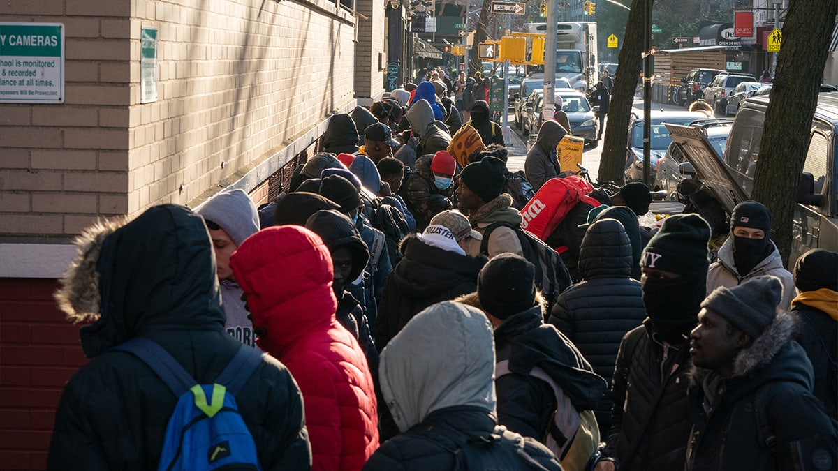 Immigration queues outside immigration change center