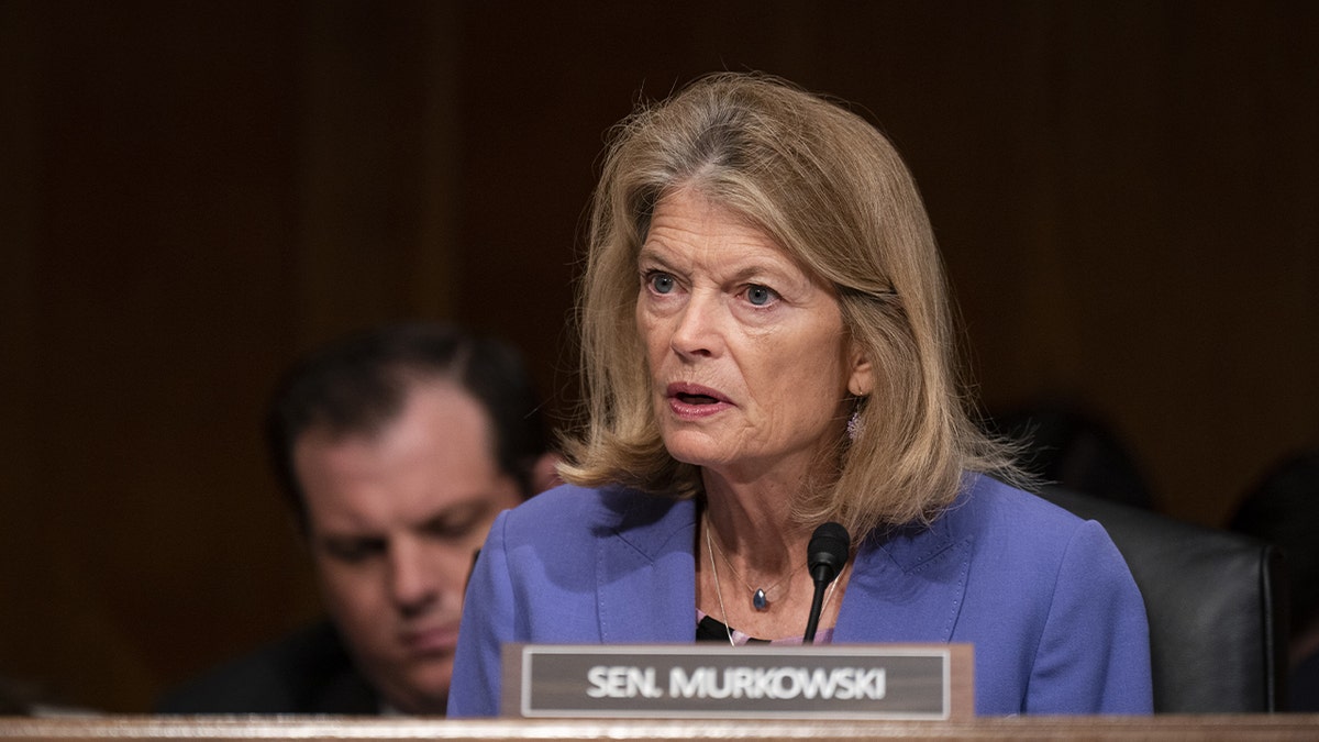 Lisa Murkowski closeup shot from Senate hearing