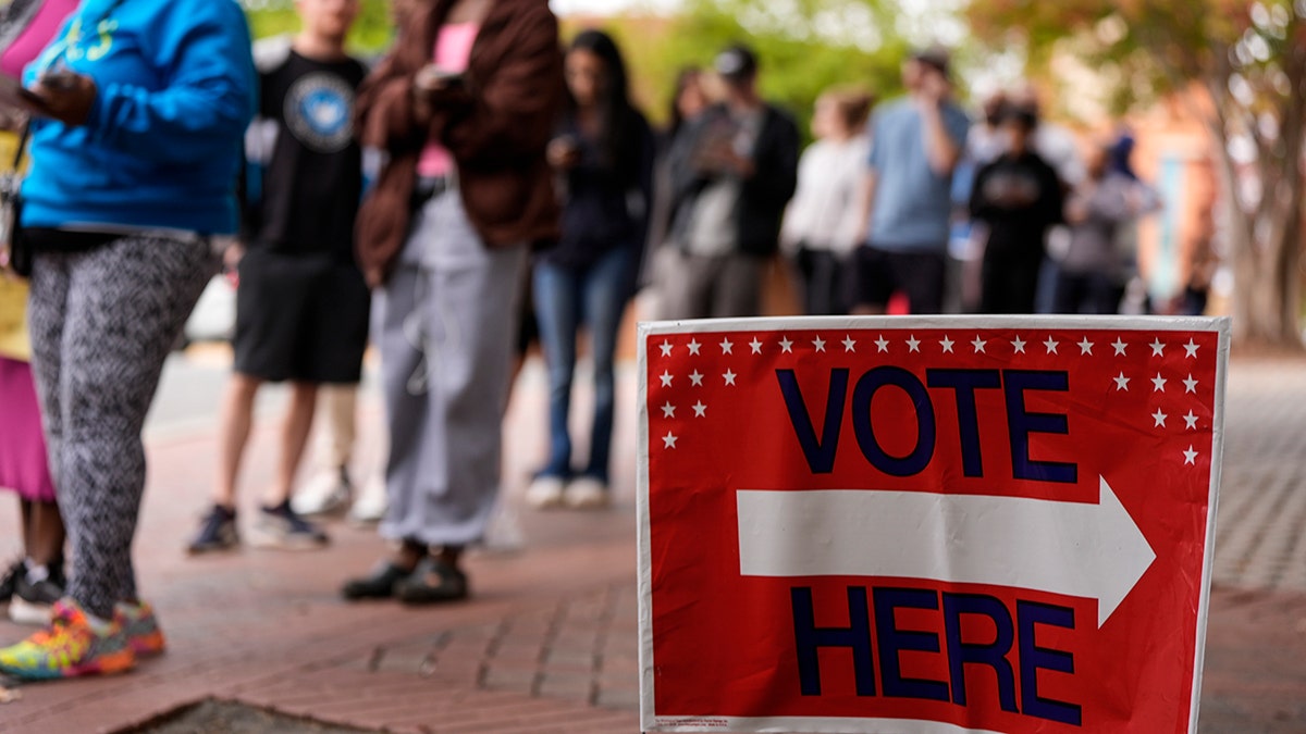 people standing in voting line