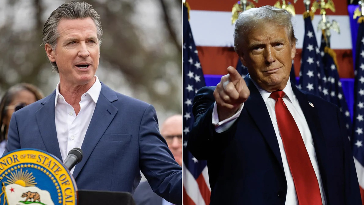 Photos arranged of Trump and Newsom