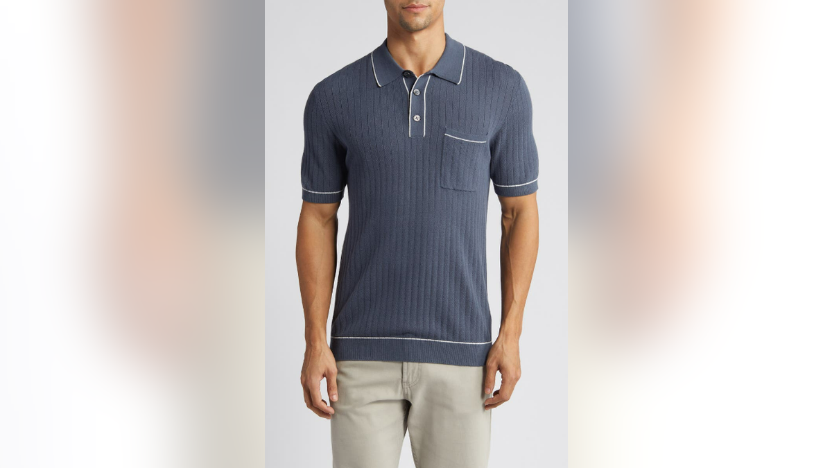 Standout in this knit polo.