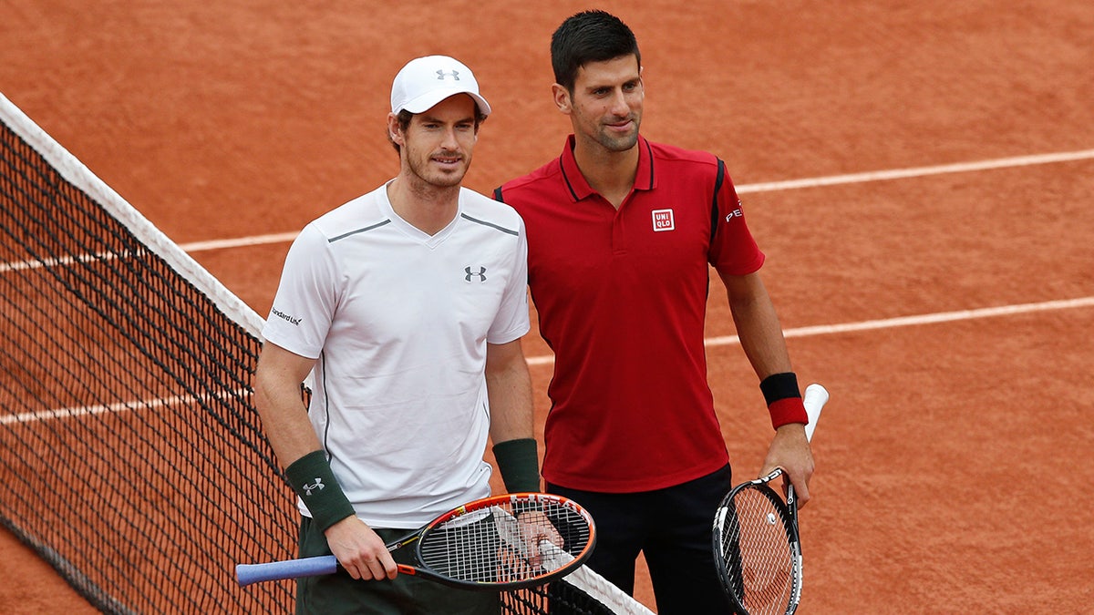 Andy Murray and Novak Djokovic pose