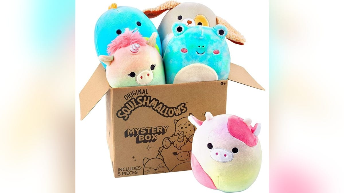 Unpack a box of cute Squishmallows.?