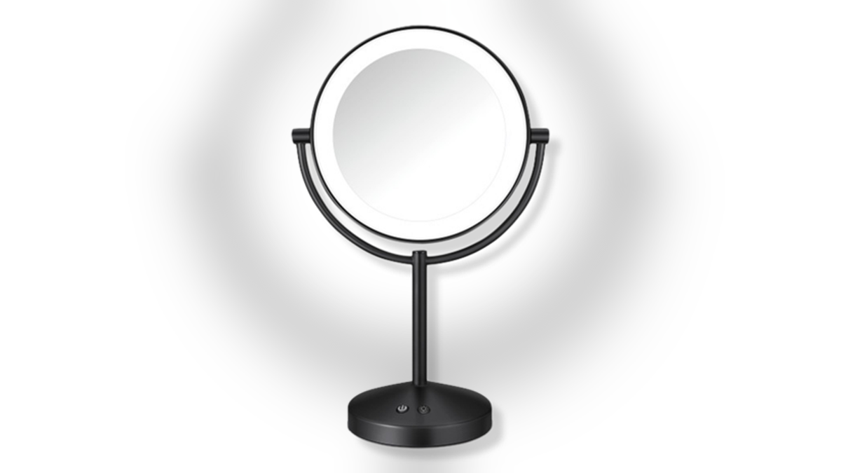 This mirror helps you carefully apply your makeup. 