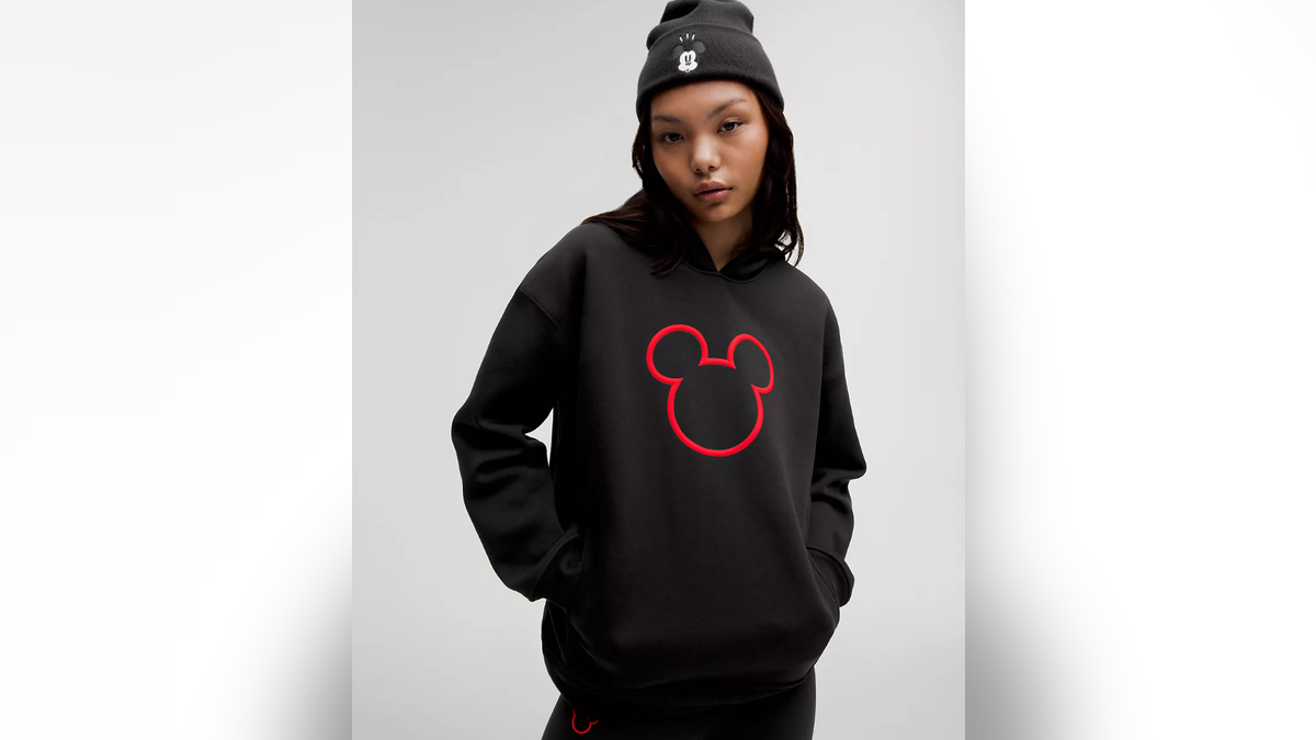 Go bold with an oversized Mickey sweatshirt. 