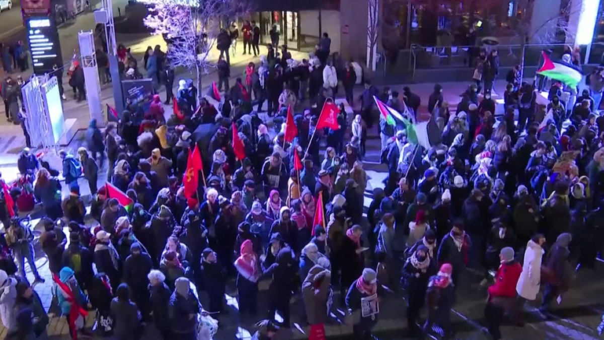 Aerial of protesters