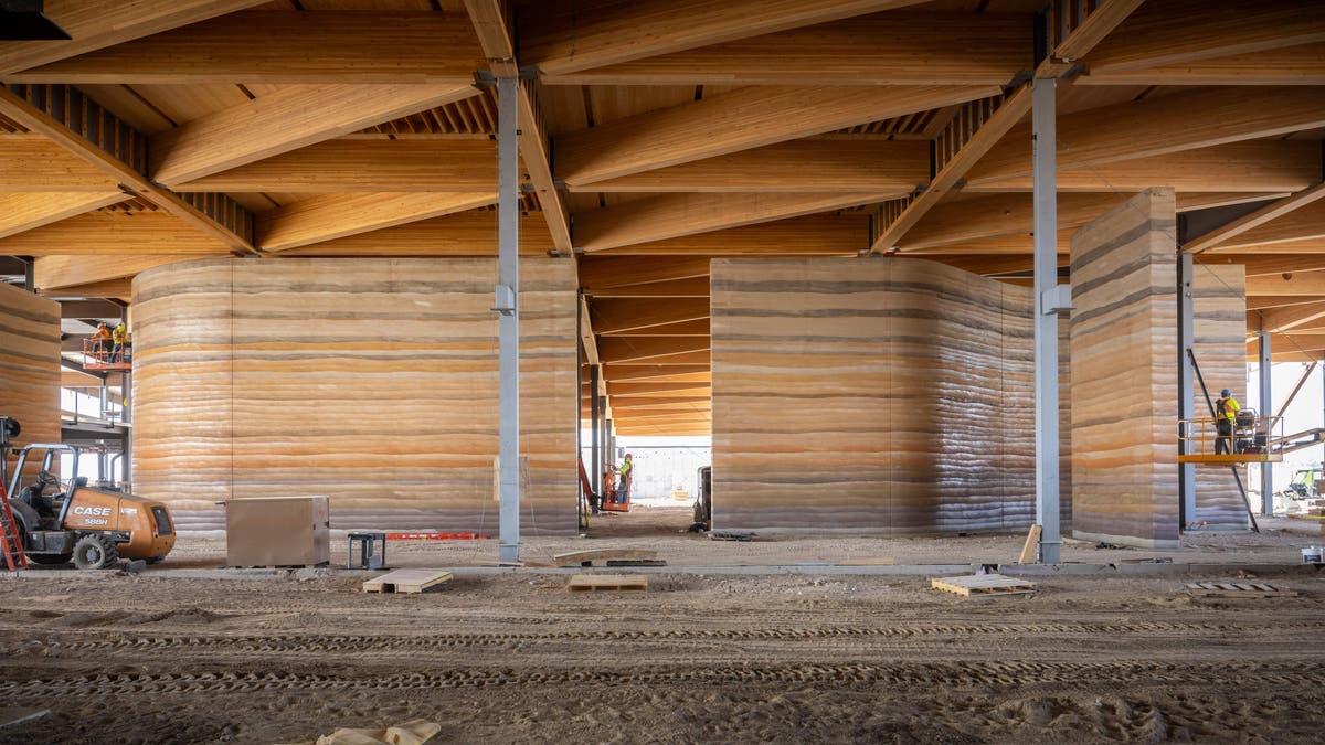 A photo first shared with Fox News Digital shows a set of large walls that have already been completed, made of a mixture of stone, sand, mud and clay.