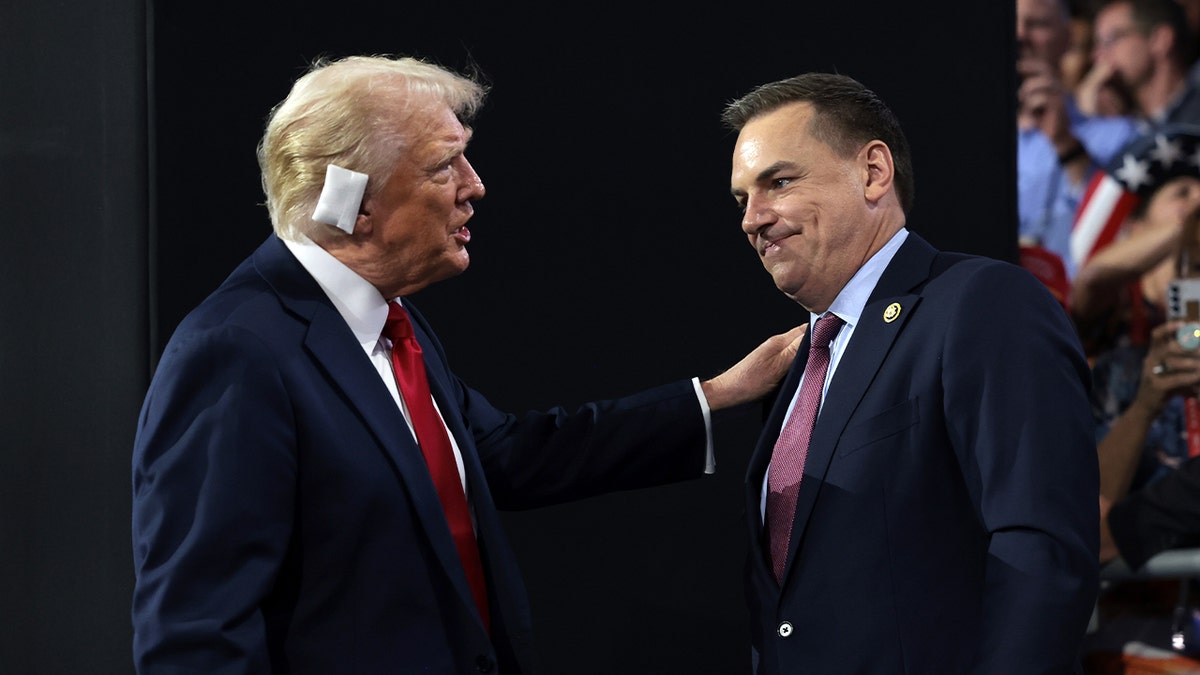 Now President-elect Donald Trump is greeting Rep. Richard Hudson of North Carolina, chairman of the National Republican Congressional Committee (NRCC), on the fourth day of the Republican National Convention at the Fiserv Forum on July 18, 2024, in Milwaukee.