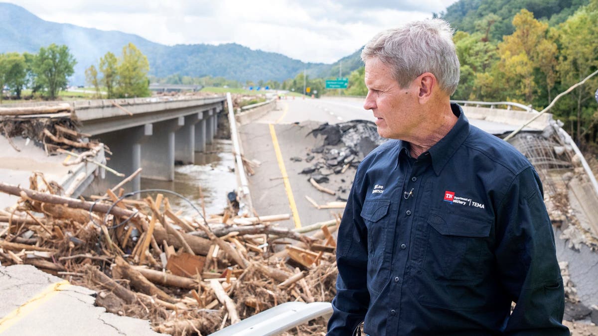 Lee looks at devastation from Hurricane Helene