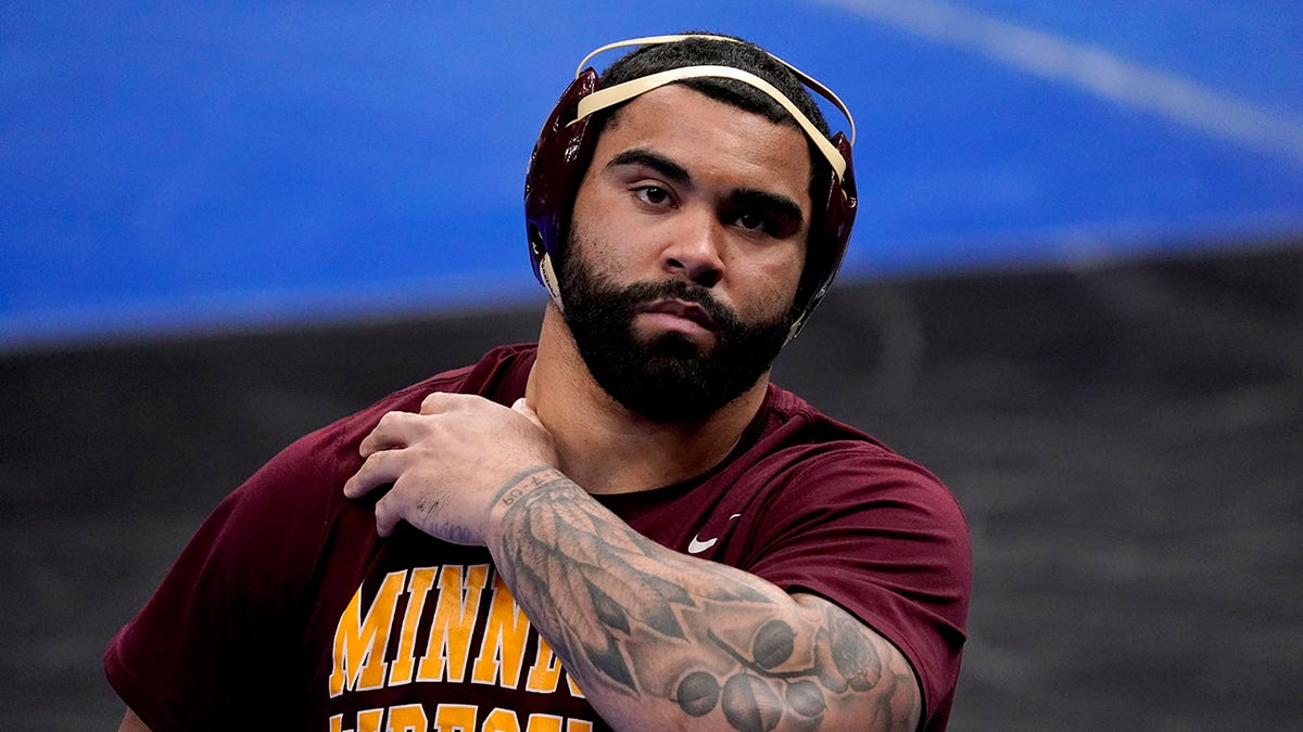 Gable Steveson prepares for a wrestling event