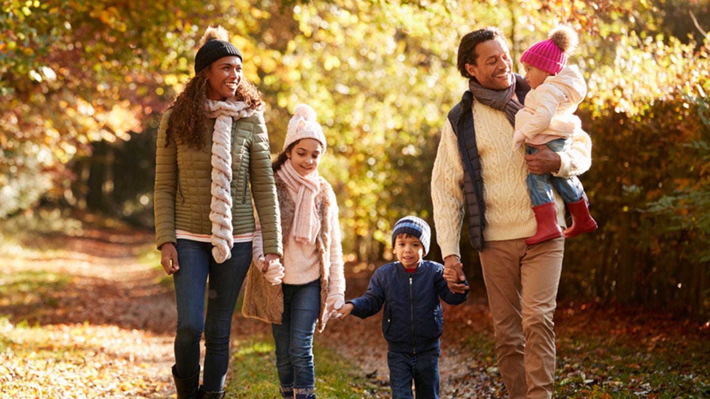 family walking fall