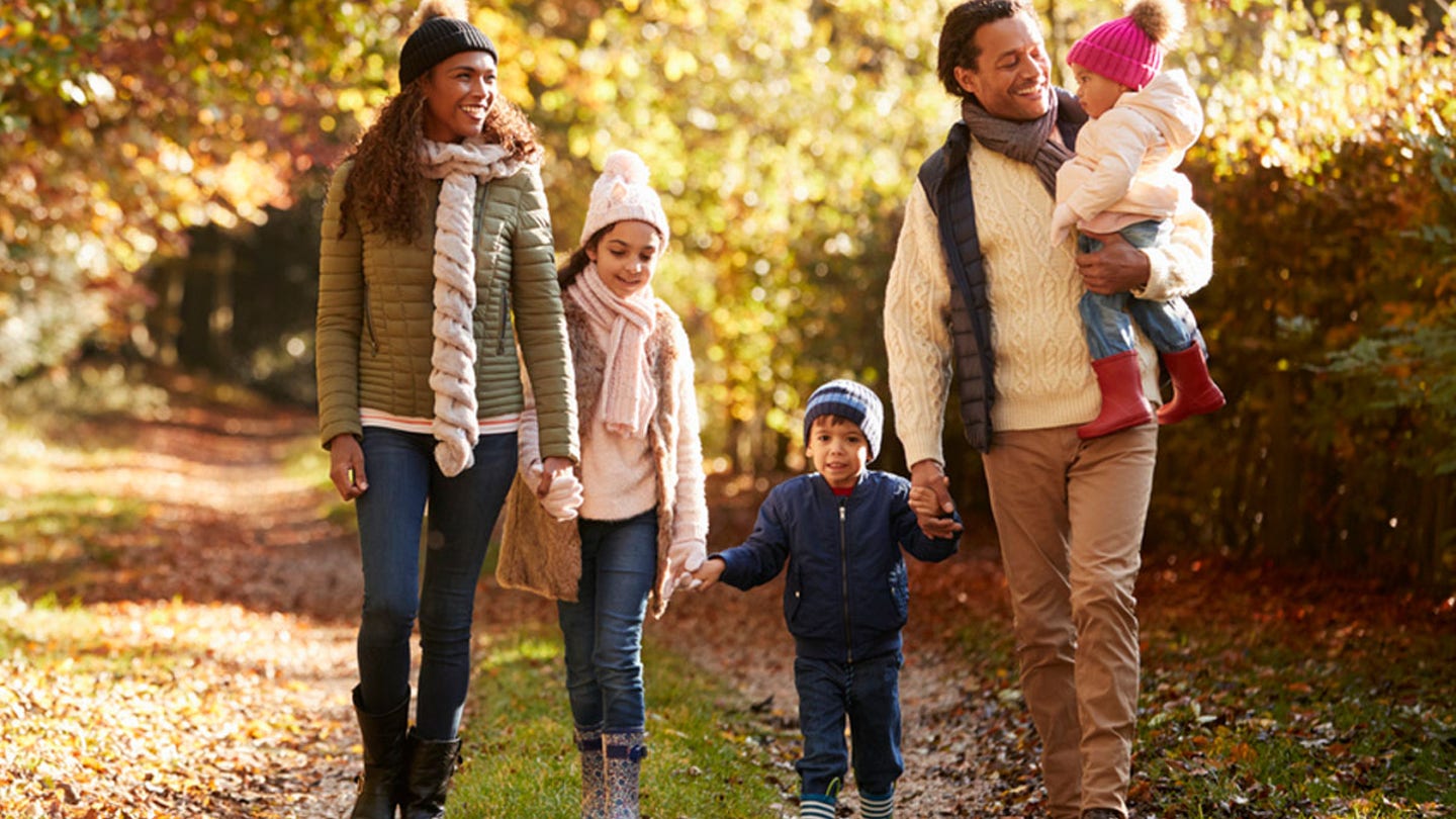 family walking fall