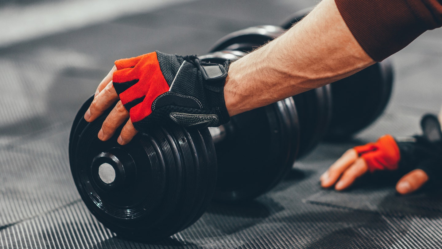 man workout gloves