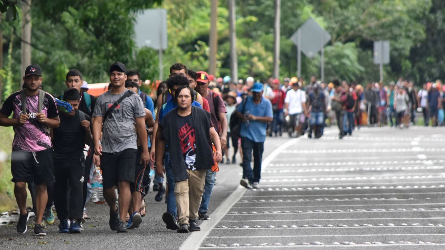 migrants walk through tapachula chiapas state