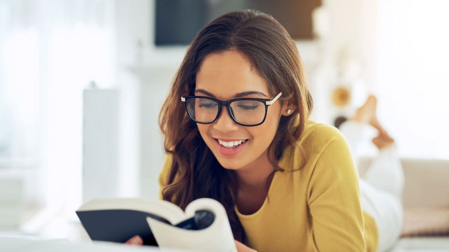 woman reading book