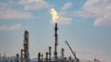 Burning off excess natural gas (flaring) at oil refinery, Sinclair, Wyoming. (Photo by: Marli Miller/UCG/Universal Images Group via Getty Images)