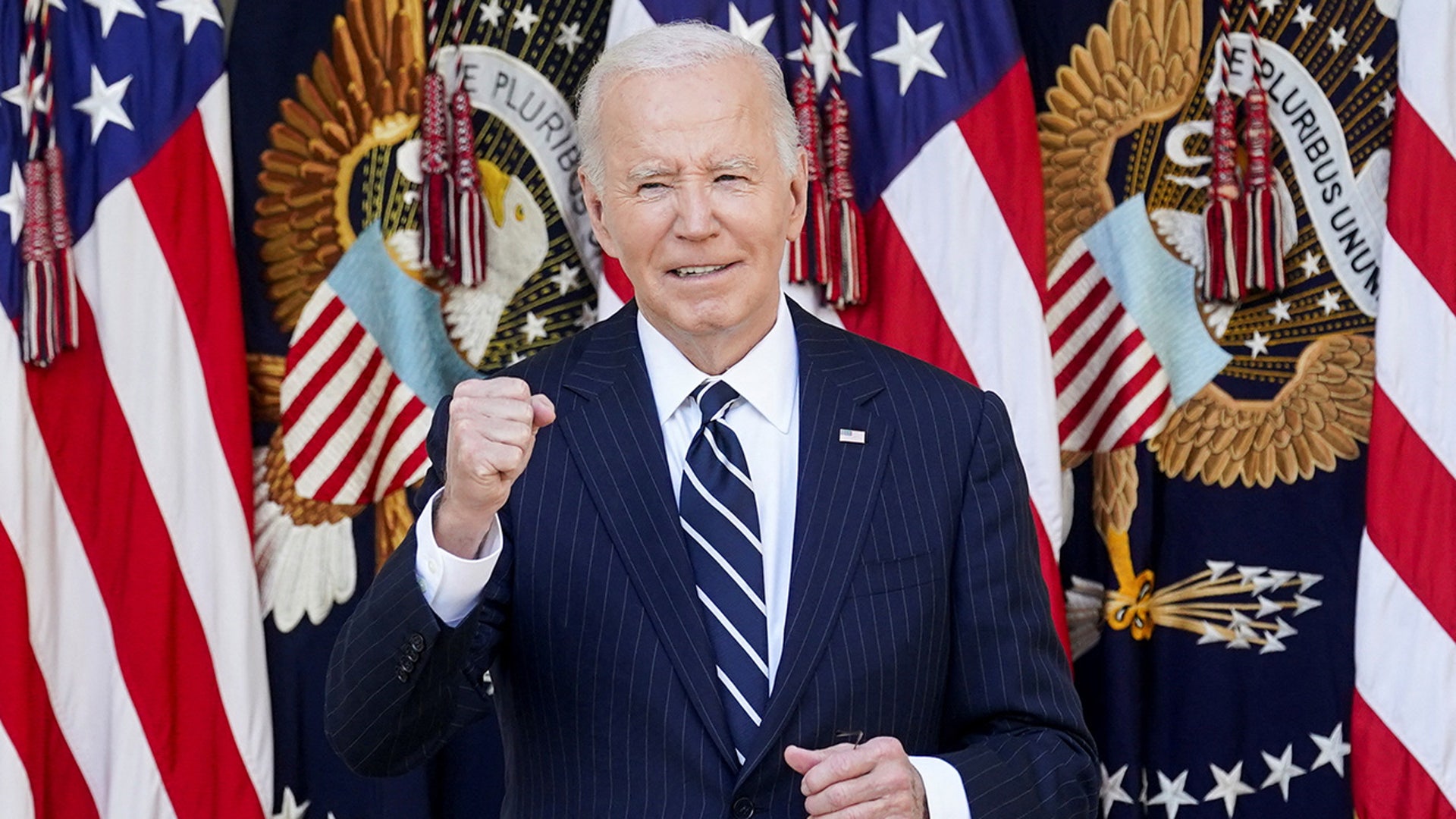 President Joe Biden gestures as he delivers remarks on the 2024 election results