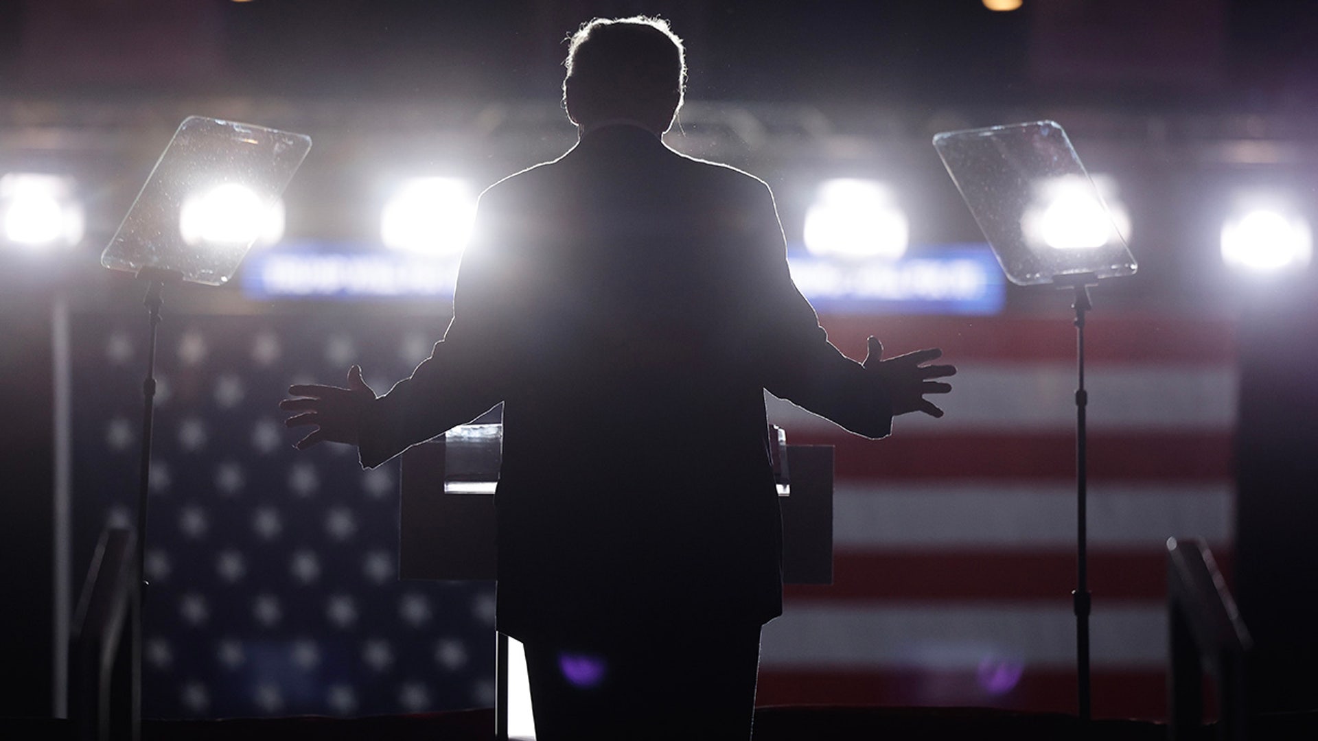 Republican presidential nominee, former President Donald Trump holds a campaign rally at the Santander Arena in Reading, Pennsylvania