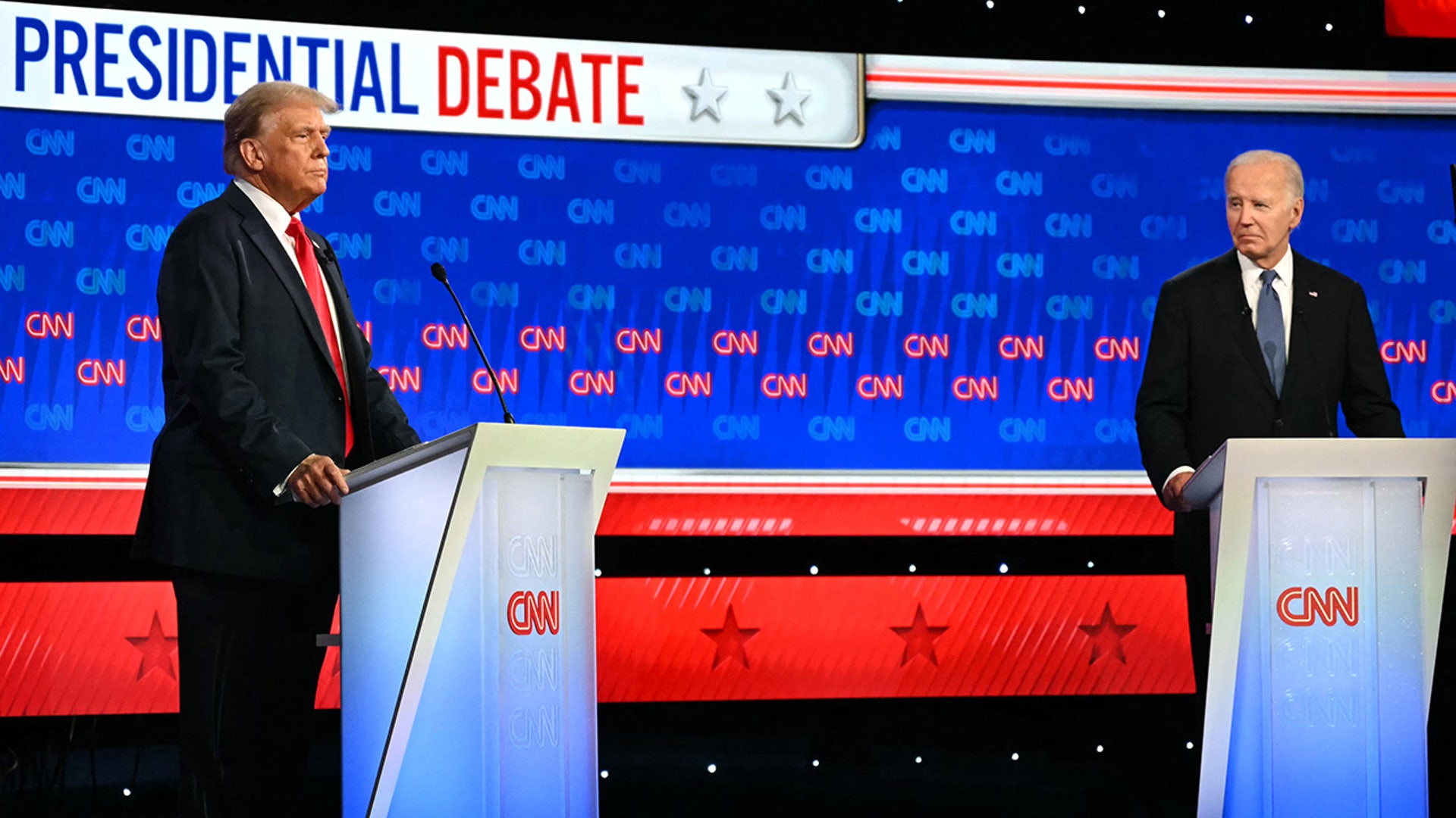 President Joe Biden and former President and Republican presidential candidate Donald Trump participate in the first presidential debate