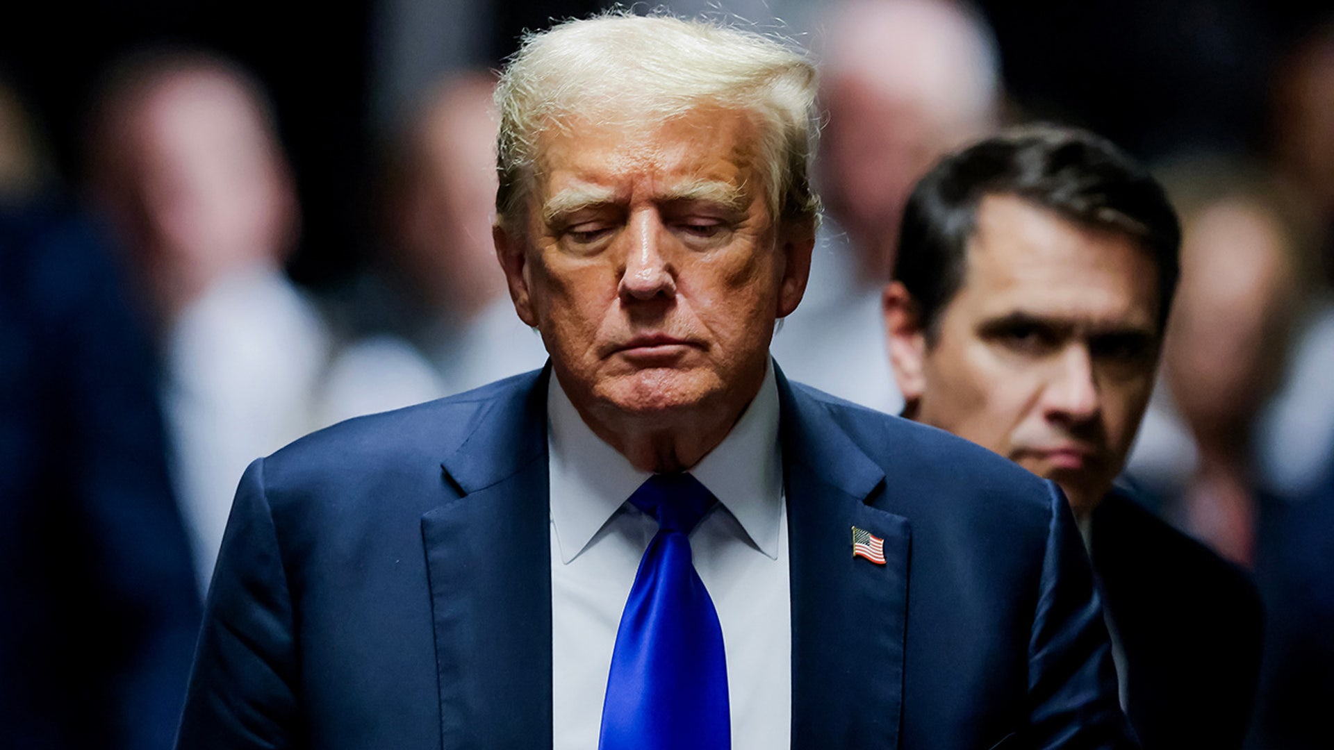 Former President Donald Trump and Todd Blanche, attorney for former President Donald Trump, after the verdict was read at Manhattan criminal court