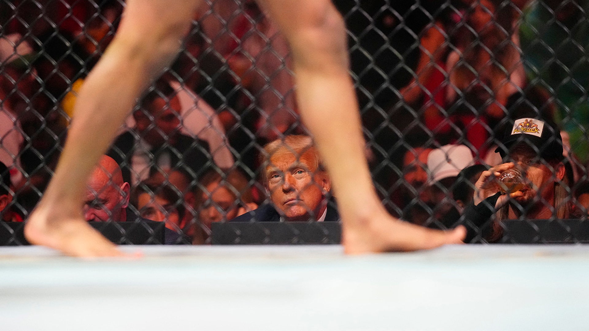 Former President Donald Trump at the fight between Raul Rosas Jr. and Christian Rodriguez during UFC 287