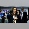Democratic presidential nominee Vice President Kamala Harris calls voters in a last-minute campaign push at the Democratic National Committee (DNC) headquarters