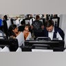Republican vice presidential nominee Sen. JD Vance, R-Ohio, his wife Usha Vance and daughter, votes at the St Anthony of Padua Maronite Catholic Church