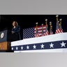 Vice President Kamala Harris addresses a crowd of supporters during her first campaign event as a candidate for president at West Allis High School