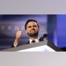 Republican vice presidential candidate JD Vance speaks on stage on the third day of the Republican National Convention
