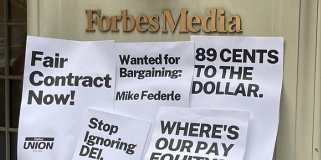 Forbes editorial staffers walk off the job the same day as release of the company's '30 Under 30' list