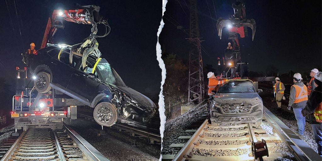 Alegre passeio de motorista de SUV nos trilhos de trem de Nova York termina em acidente incendiário: