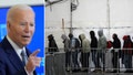This split shows President Biden and migrants from Syria in Europe. - Fox News