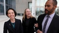 Kirstin Lobato reacts outside of the Lloyd George U.S. Courthouse in Las Vegas with her attorneys Elizabeth Wang and David Owens on Dec. 12, 2024. - Fox News