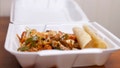 Fajita fixings and flour tortilla in a carryout box - Fox News