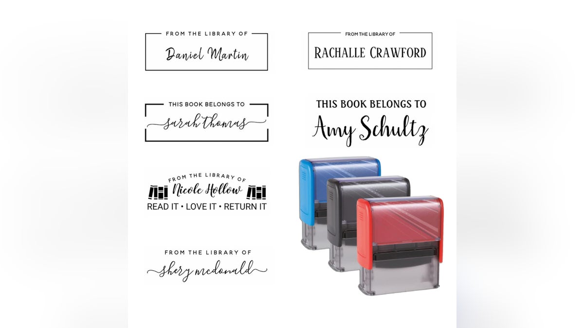A book stamp helps readers make their own library.?