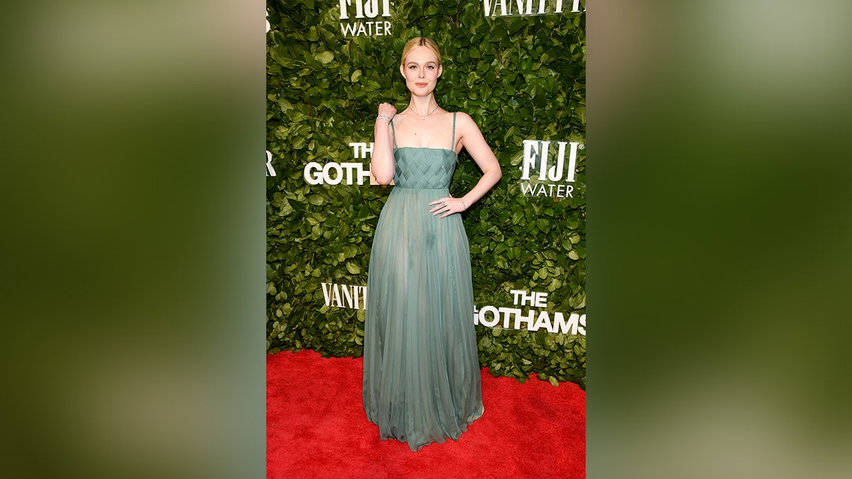 Elle Fanning wore an ethereal green gown to the Gotham Awards 