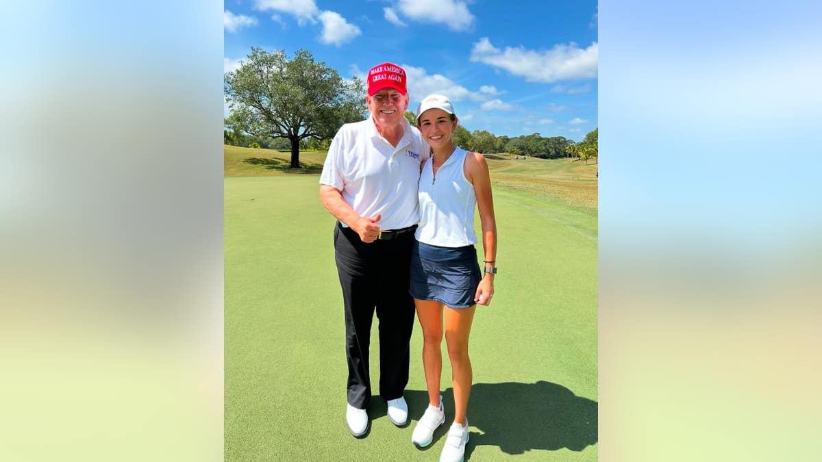 kai trump and donald trump on golf course